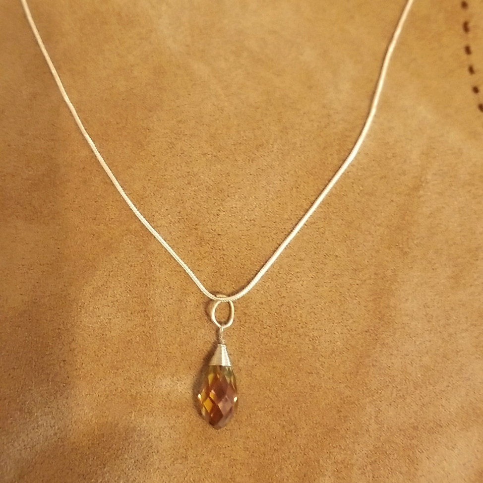 Multi Color Crystal Pendant And S Silver Chain
